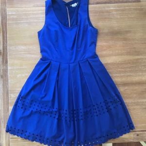 Laser cut royal blue dress